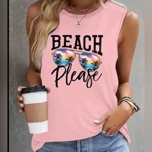 Pink Sleeveless Graphic Top